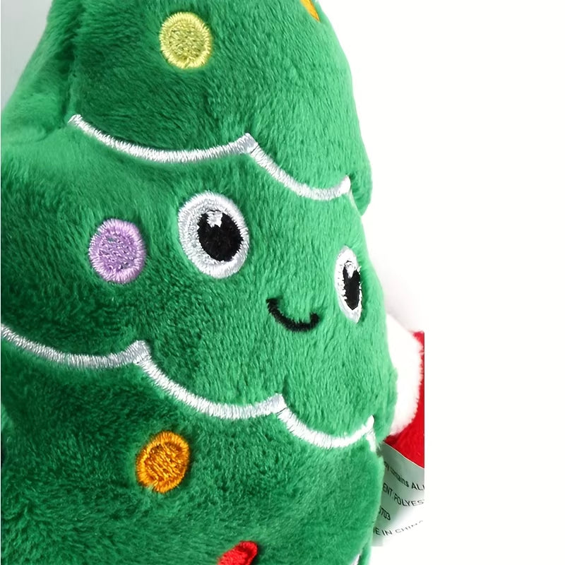 1Pc Festive Christmas Tree Plush Dog Toy, Durable Polyester Chew Toy for Small Breeds, Interactive Holiday Pet Plaything