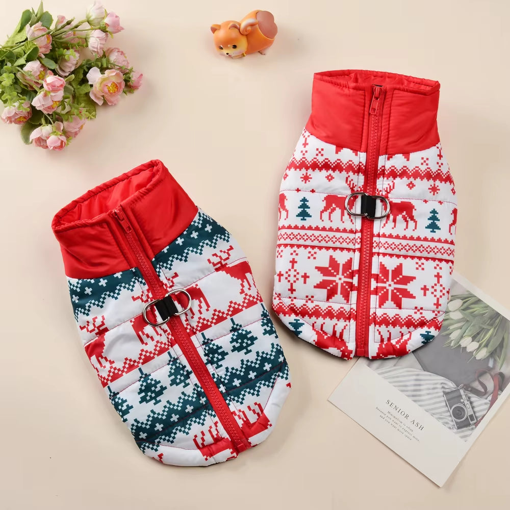 Christmas Pet Costume for Small Medium Dogs New Year Party Dog Coat with D-Ring Deer Print Pets Outfits Bulldog Yorkshire Jacket