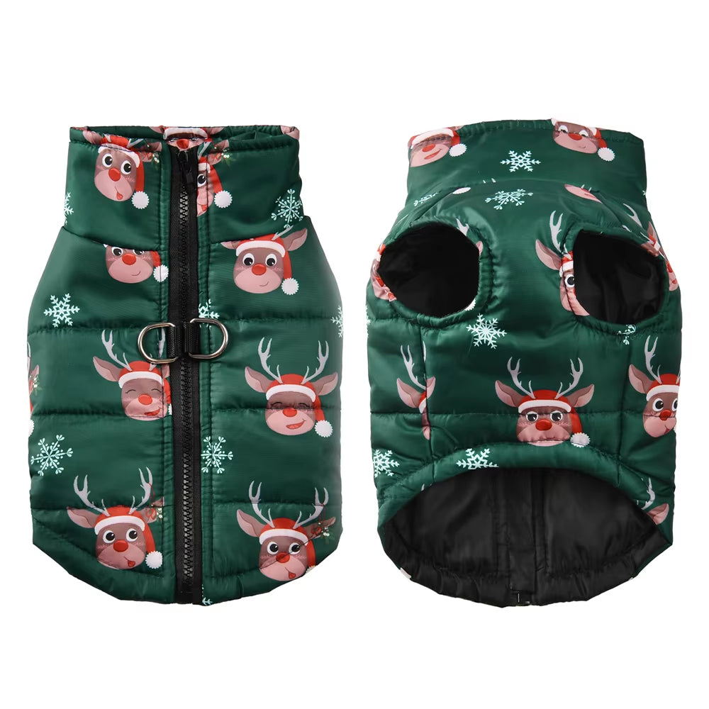 Christmas Pet Costume for Small Medium Dogs New Year Party Dog Coat with D-Ring Deer Print Pets Outfits Bulldog Yorkshire Jacket