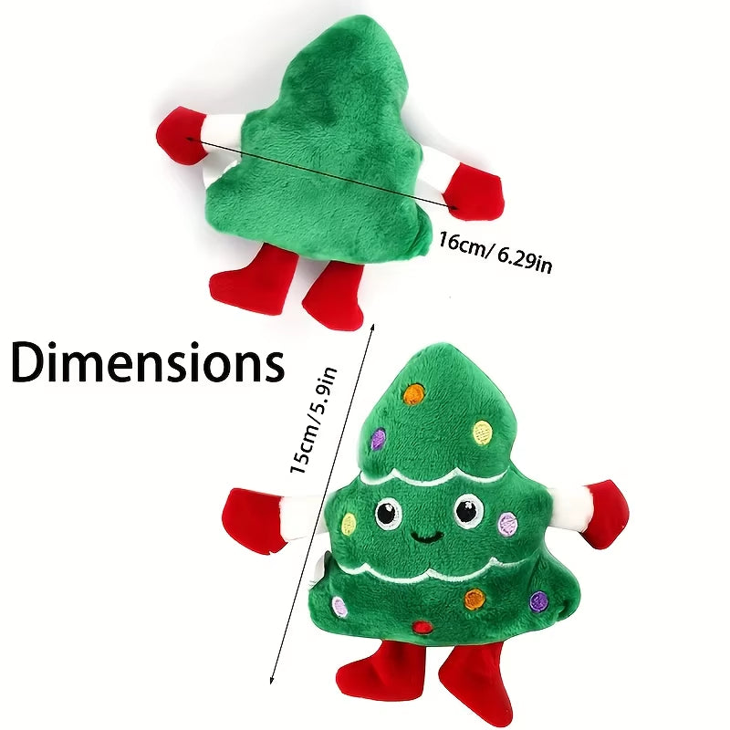 1Pc Festive Christmas Tree Plush Dog Toy, Durable Polyester Chew Toy for Small Breeds, Interactive Holiday Pet Plaything